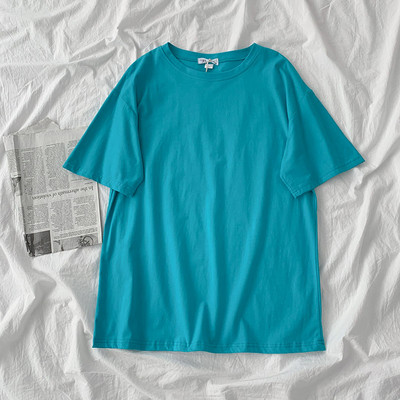 Tricou uni de damă cu decolteu rotund și mâneci scurte