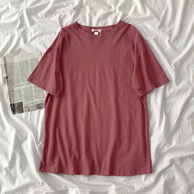 Tricou uni de damă cu decolteu rotund și mâneci scurte