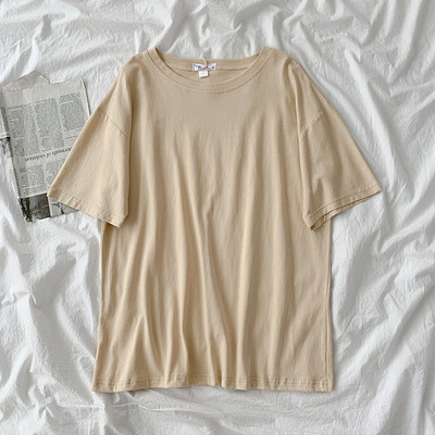 Tricou uni de damă cu decolteu rotund și mâneci scurte