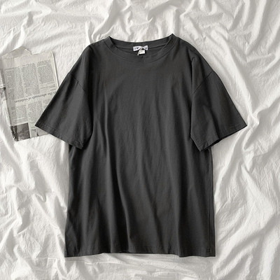 Tricou uni de damă cu decolteu rotund și mâneci scurte