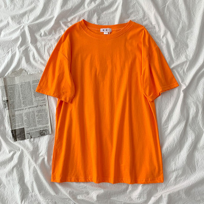 Tricou uni de damă cu decolteu rotund și mâneci scurte