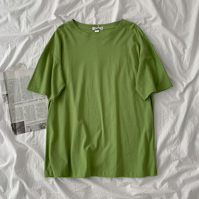 Tricou uni de damă cu decolteu rotund și mâneci scurte