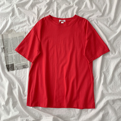 Tricou uni de damă cu decolteu rotund și mâneci scurte