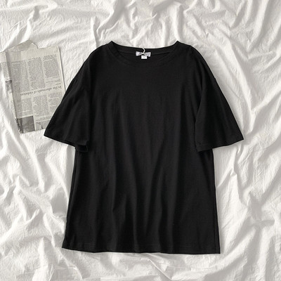 Tricou uni de damă cu decolteu rotund și mâneci scurte