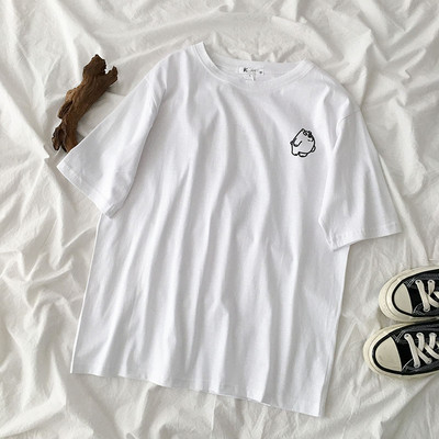 Tricou larg casual cu decolteu oval