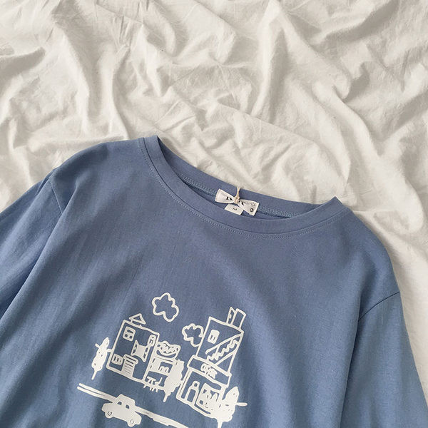 Tricou de vară din bumbac cu imprimeu