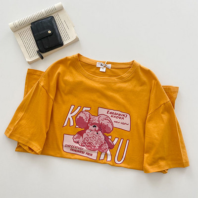 Tricou casual cu imprimeu si decolteu rotund