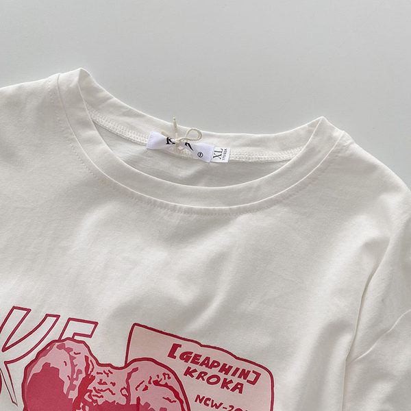 Tricou casual cu imprimeu si decolteu rotund