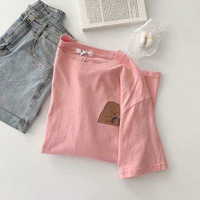 Tricou lat din bumbac pentru vara cu imprimeu color