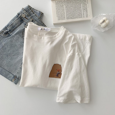 Tricou lat din bumbac pentru vara cu imprimeu color