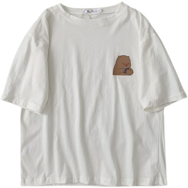 Tricou lat din bumbac pentru vara cu imprimeu color