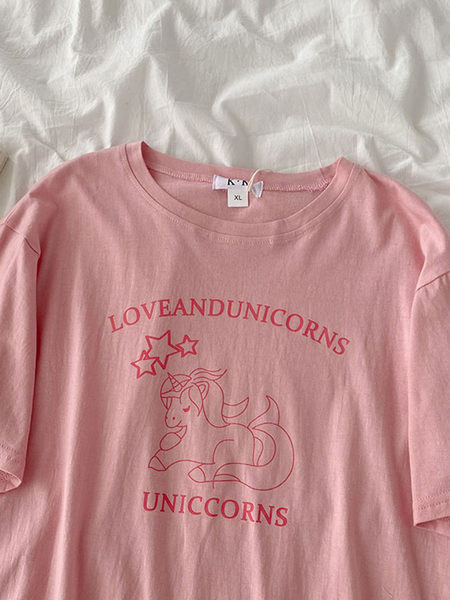 Tricou de vara din bumbac aplicat unicorn