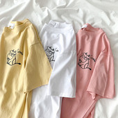 Tricou lat din bumbac pentru vara cu imprimeu