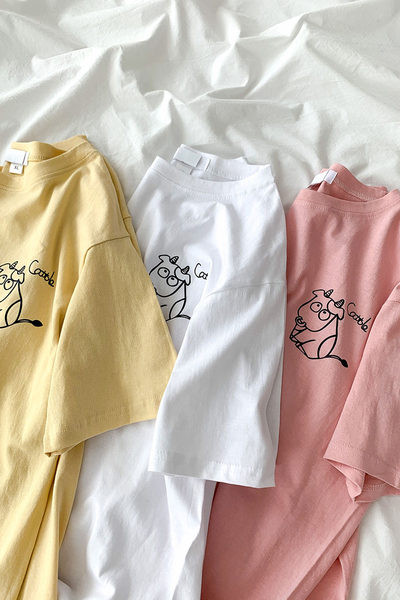 Tricou lat din bumbac pentru vara cu imprimeu