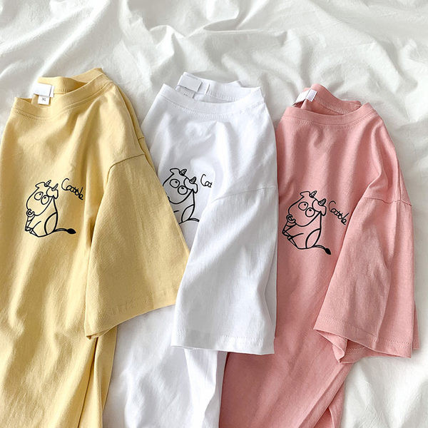 Tricou lat din bumbac pentru vara cu imprimeu