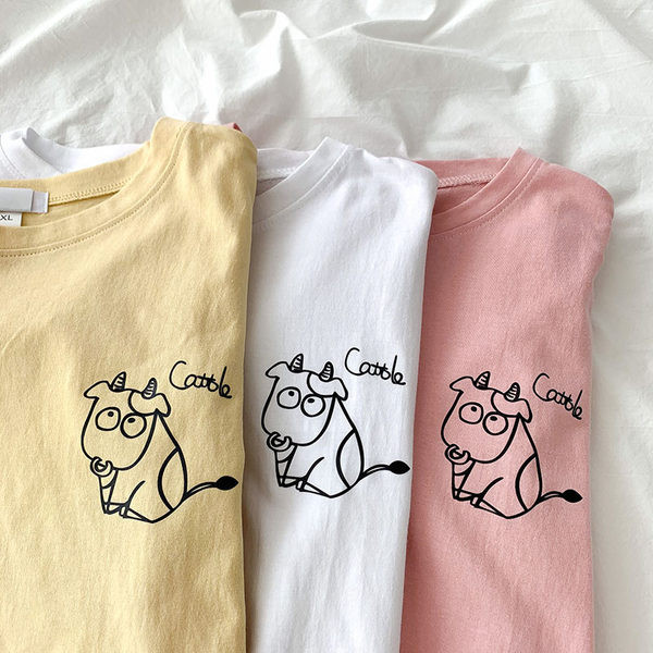 Tricou lat din bumbac pentru vara cu imprimeu