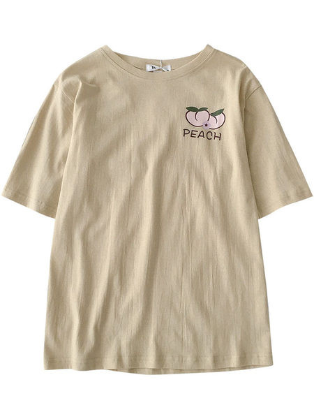 Tricou casual dama cu imprimeu si maneci scurte