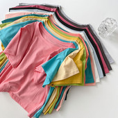 Tricou lat de dama cu decolteu rotund in mai multe culori