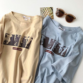 Tricou de vară din bumbac cu inscripție pentru femei