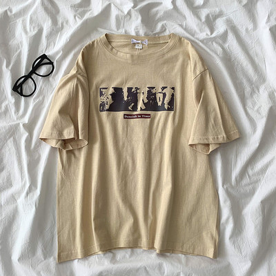 Tricou de vară din bumbac cu inscripție pentru femei