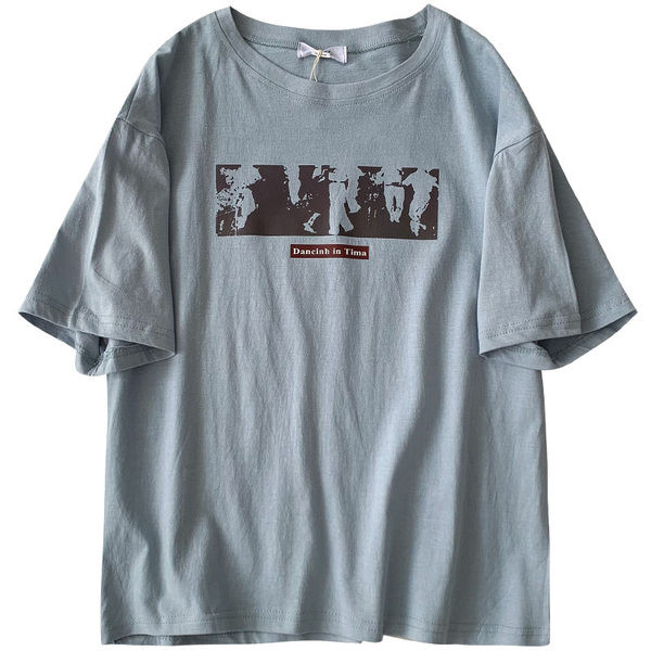 Tricou de vară din bumbac cu inscripție pentru femei