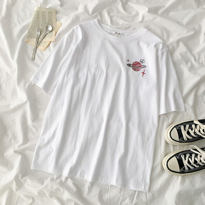 Tricou lat de dama cu broderie - in mai multe culori