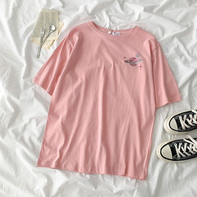 Tricou lat de dama cu broderie - in mai multe culori