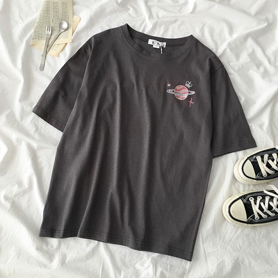 Tricou lat de dama cu broderie - in mai multe culori