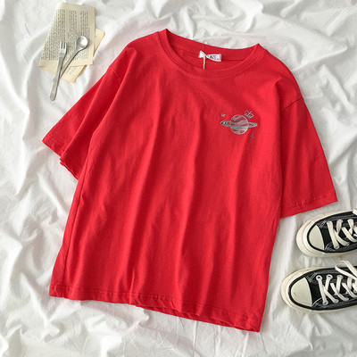 Tricou lat de dama cu broderie - in mai multe culori