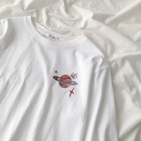 Tricou lat de dama cu broderie - in mai multe culori