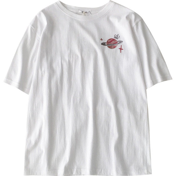 Tricou lat de dama cu broderie - in mai multe culori