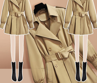 Palton scurt de dama stilat cu curea si nasturi model scurt