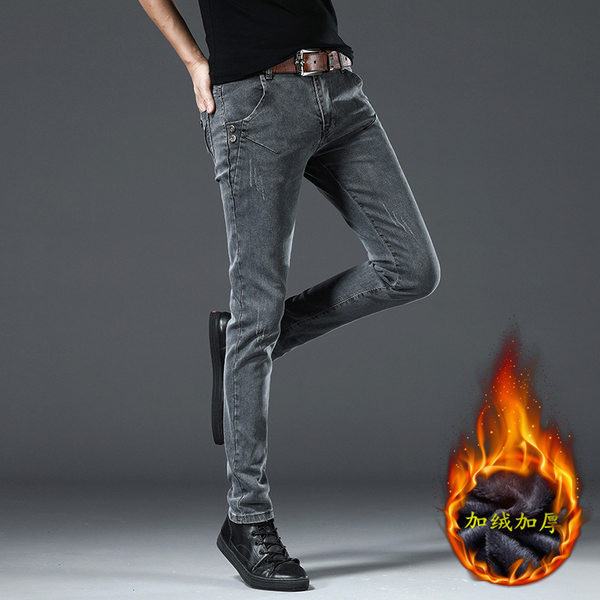 Vyriški pilki džinsai su kišenėmis