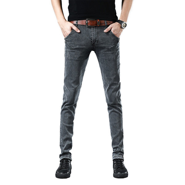 Vyriški pilki džinsai su kišenėmis