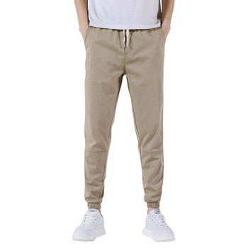 Мъжки ежедневен панталон с връзки и джобове - сив цвят 