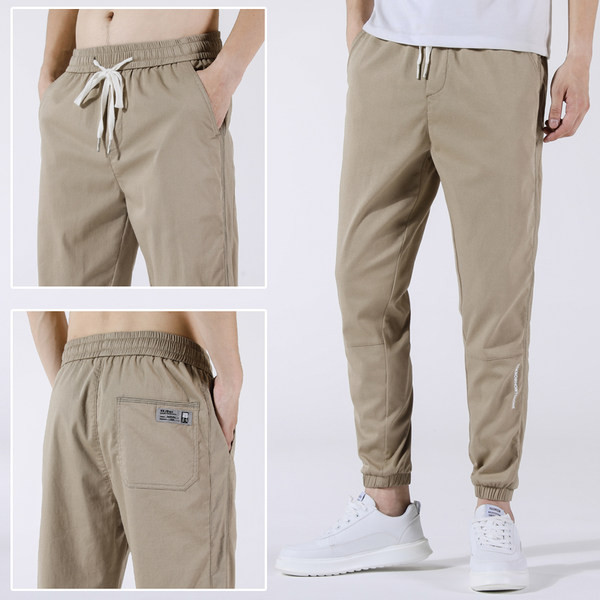 Pantaloni casual barbati cu cravate si buzunare - culoare gri