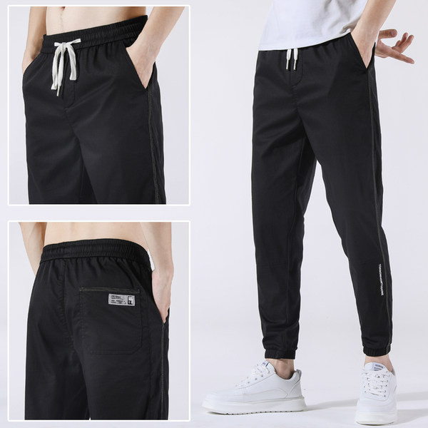 Pantaloni casual barbati cu cravate si buzunare - culoare gri