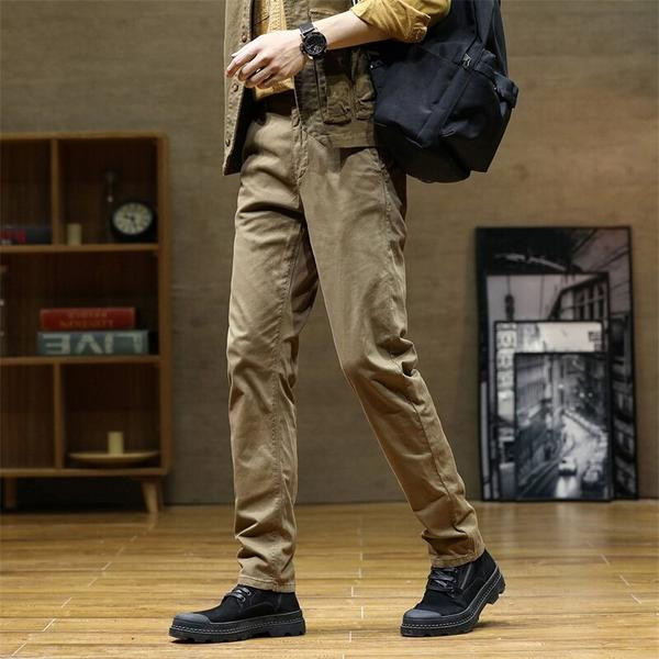 Pantaloni casual barbati cu buzunare - model drept