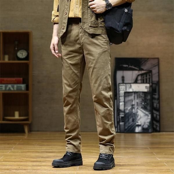 Pantaloni casual barbati cu buzunare - model drept