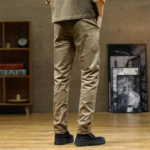 Pantaloni casual barbati cu buzunare - model drept