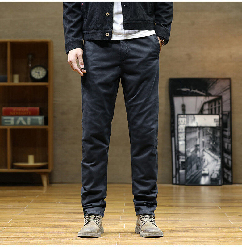Pantaloni casual barbati cu buzunare - model drept