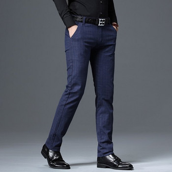 Мъжки кариран бизнес панталон с джобове 
