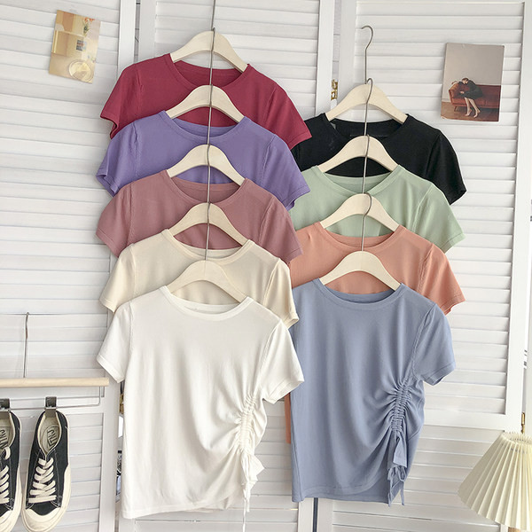 Tricou dama monocolor cu cravate in mai multe culori