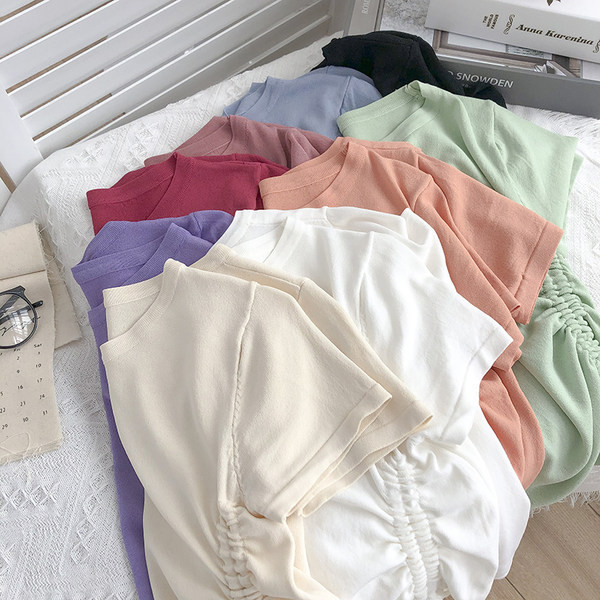 Tricou dama monocolor cu cravate in mai multe culori