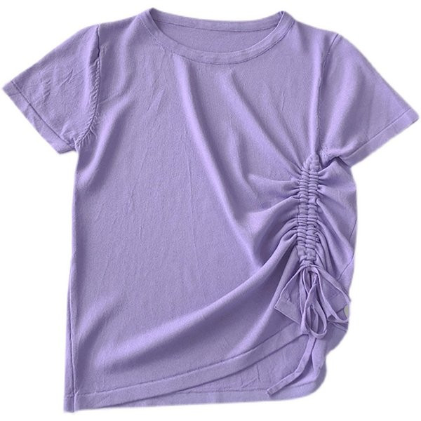 Tricou dama monocolor cu cravate in mai multe culori