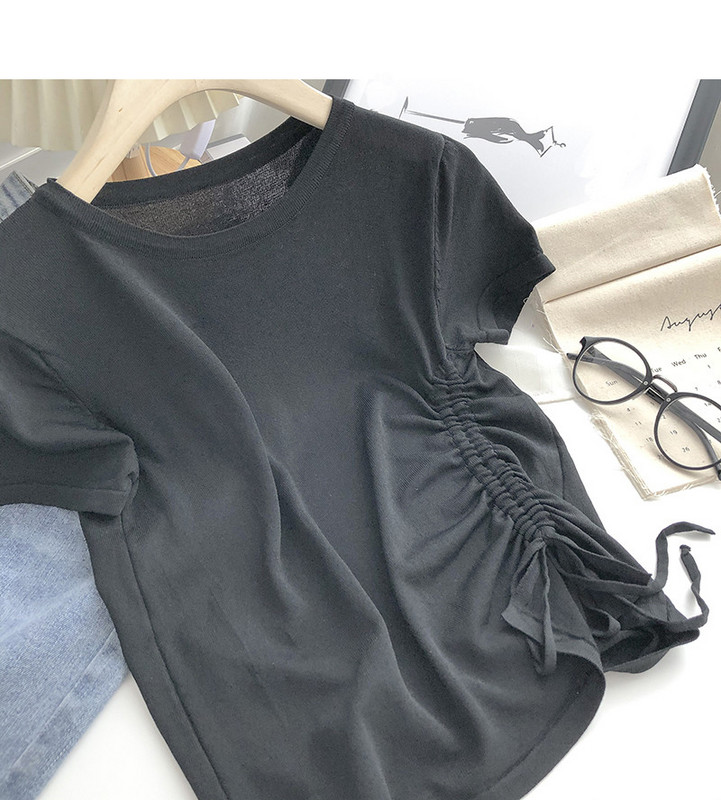 Tricou dama monocolor cu cravate in mai multe culori