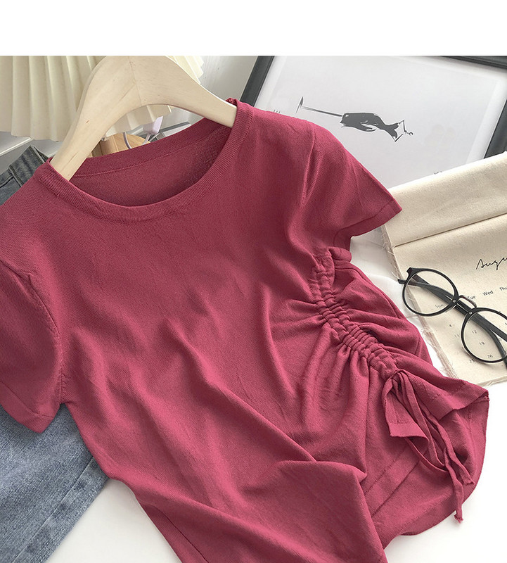 Tricou dama monocolor cu cravate in mai multe culori