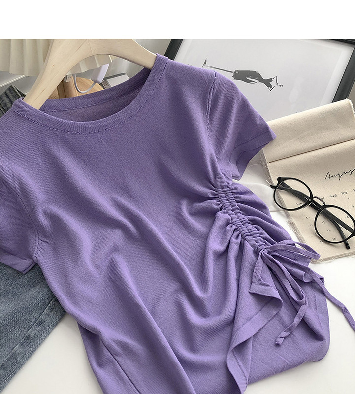 Tricou dama monocolor cu cravate in mai multe culori