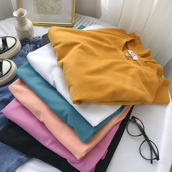 Bluză de damă într-o singură culoare cu decolteu rotund - mai multe culori