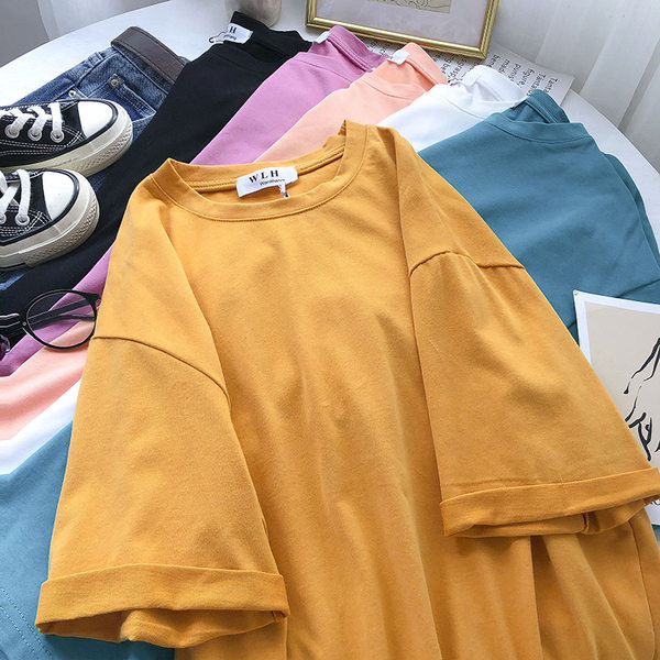 Bluză de damă într-o singură culoare cu decolteu rotund - mai multe culori